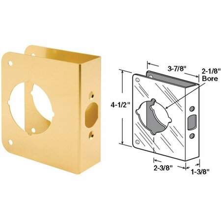 DEFENDER SECURITY 1-3/8 In. x 2-3/8 In. Brass Door Reinforcer U 9555